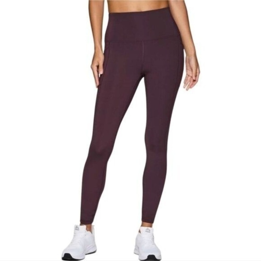 RBX Tech Flex Active Compression High Waisted Leggings with Pockets Plum 2X